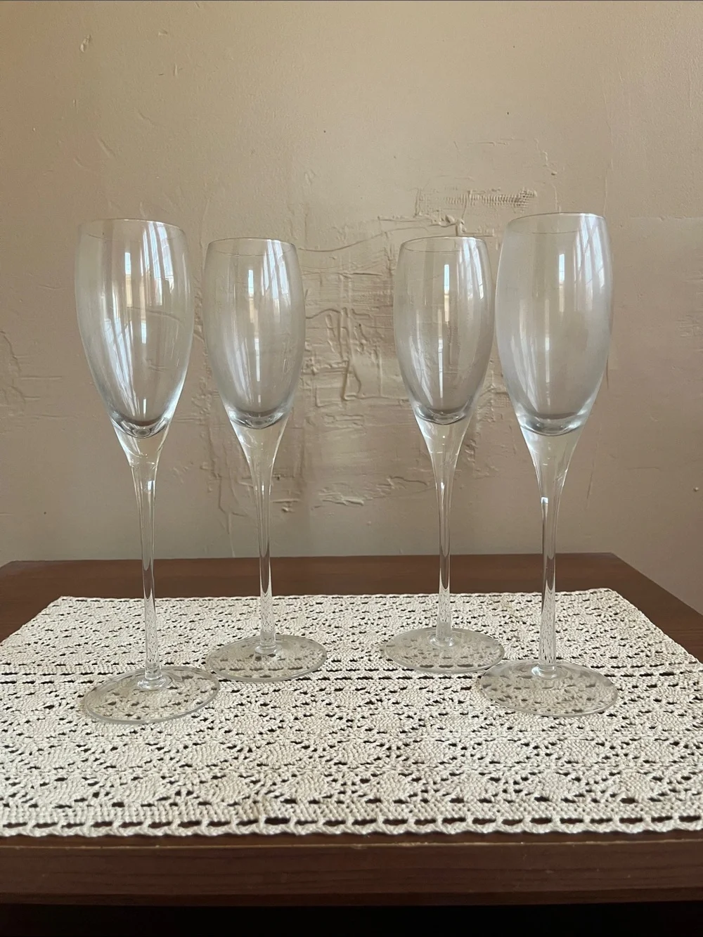 Vintage Clear Champagne Flutes - Set of 4
